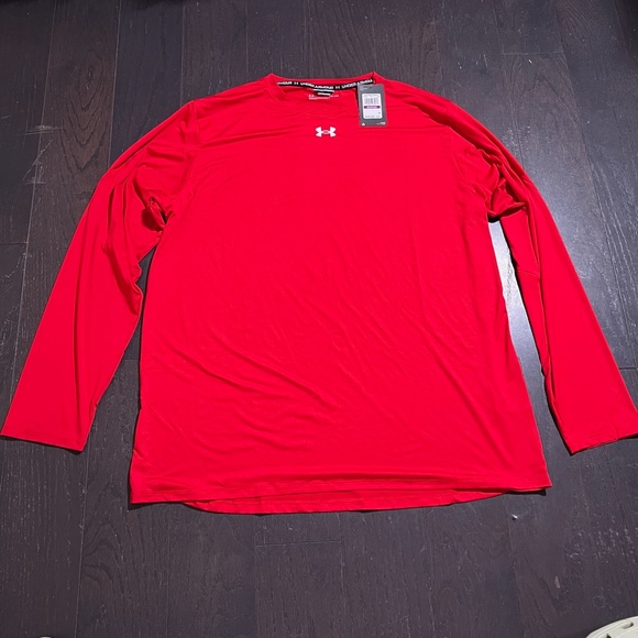 BNWT Men's Under Armour Team Anti-Odor red Tech Long Sleeve Shirt 2XLarge top - Picture 1 of 7